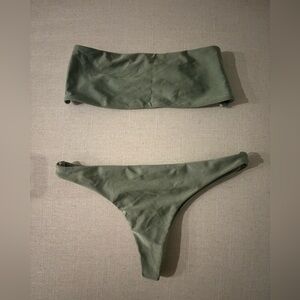 Green Strapless Bikini Set